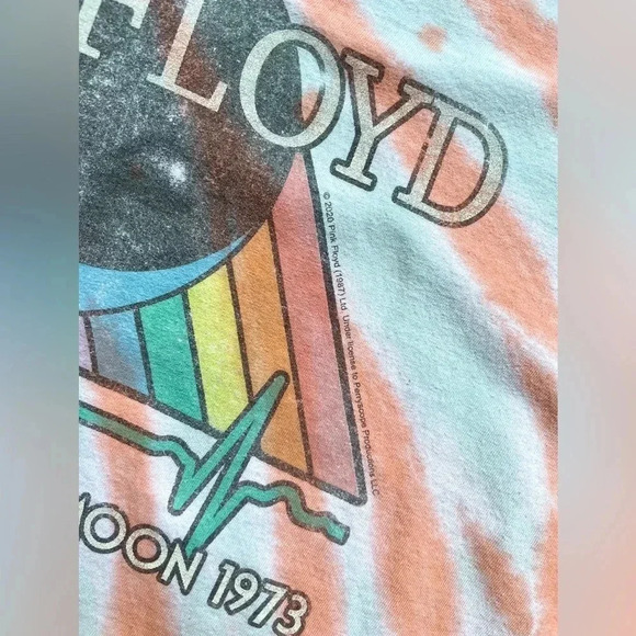 Liquid Blue Pink Floyd Dark Side of The Moon Tie Dye Graphic T-Shirt - Picture 3 of 4